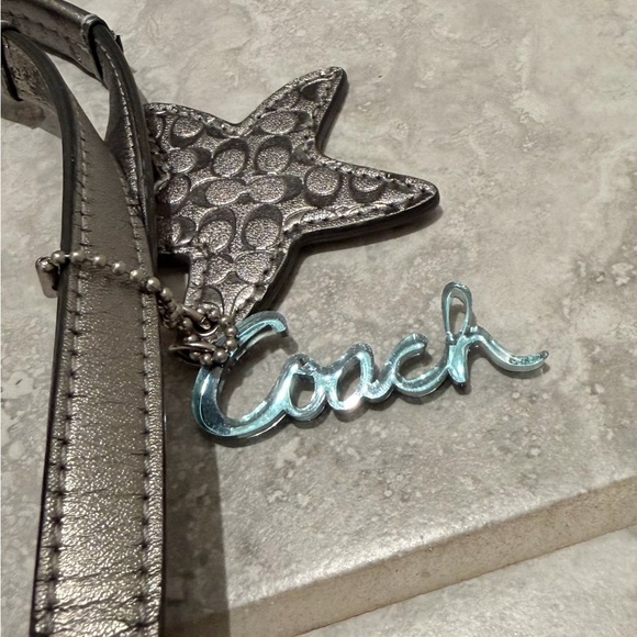 COACH Canvas Tote Bag | Starfish Print | Silver Leather Trim - Picture 4 of 14